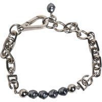 Graues Perlenarmband mit Silberkette