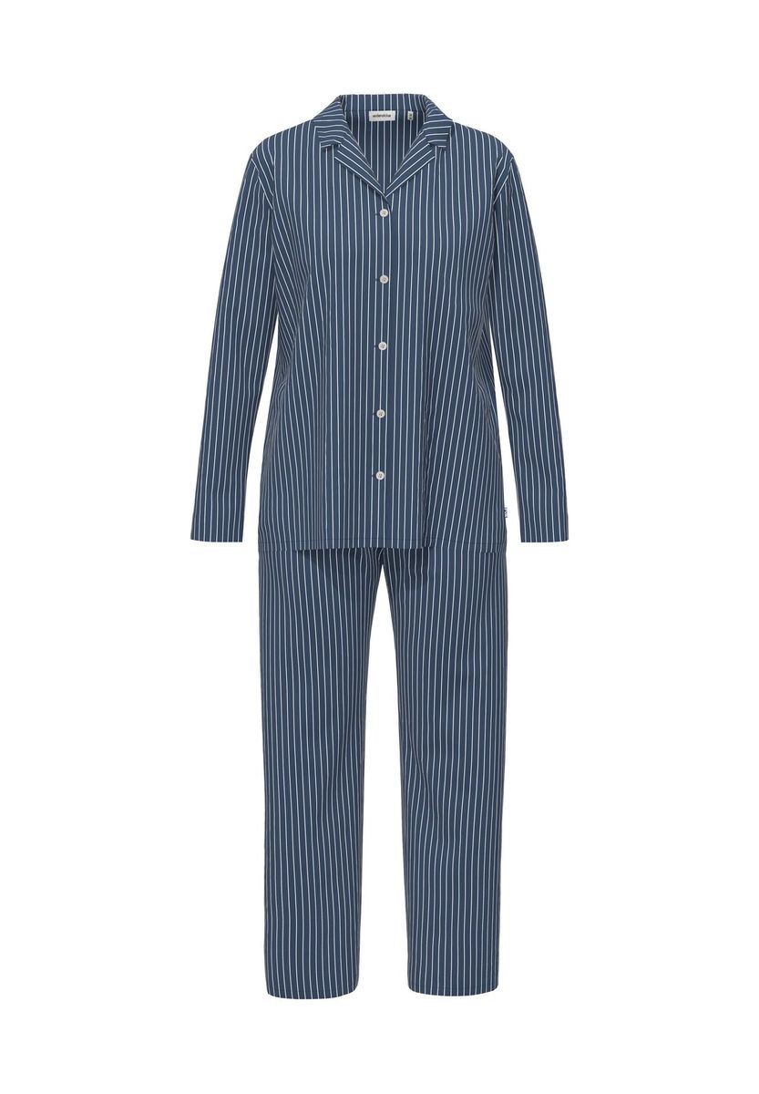 Gestreifter Damen-Schlafanzug aus Baumwolle