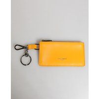 Gelbes Orange Leder Kreditkarten Schlüsselanhänger Clip-On Geldbörse