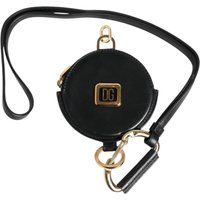 Schwarze Runde Leder DG Logo Münzgeldbörse mit Lanyard