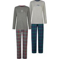 Pyjama-Set mit Karomuster, lange Ärmel