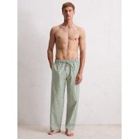 Grün-Weiß Karierte Loungewear-Hose