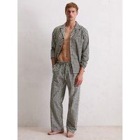 Grün-Weiß Karierte Loungewear-Hose