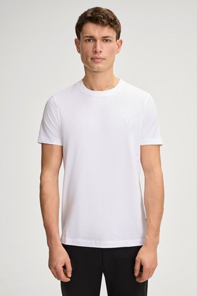 Joop! Leon Weißes T-Shirt Klassische Passform Baumwolle Rundhalsausschnitt