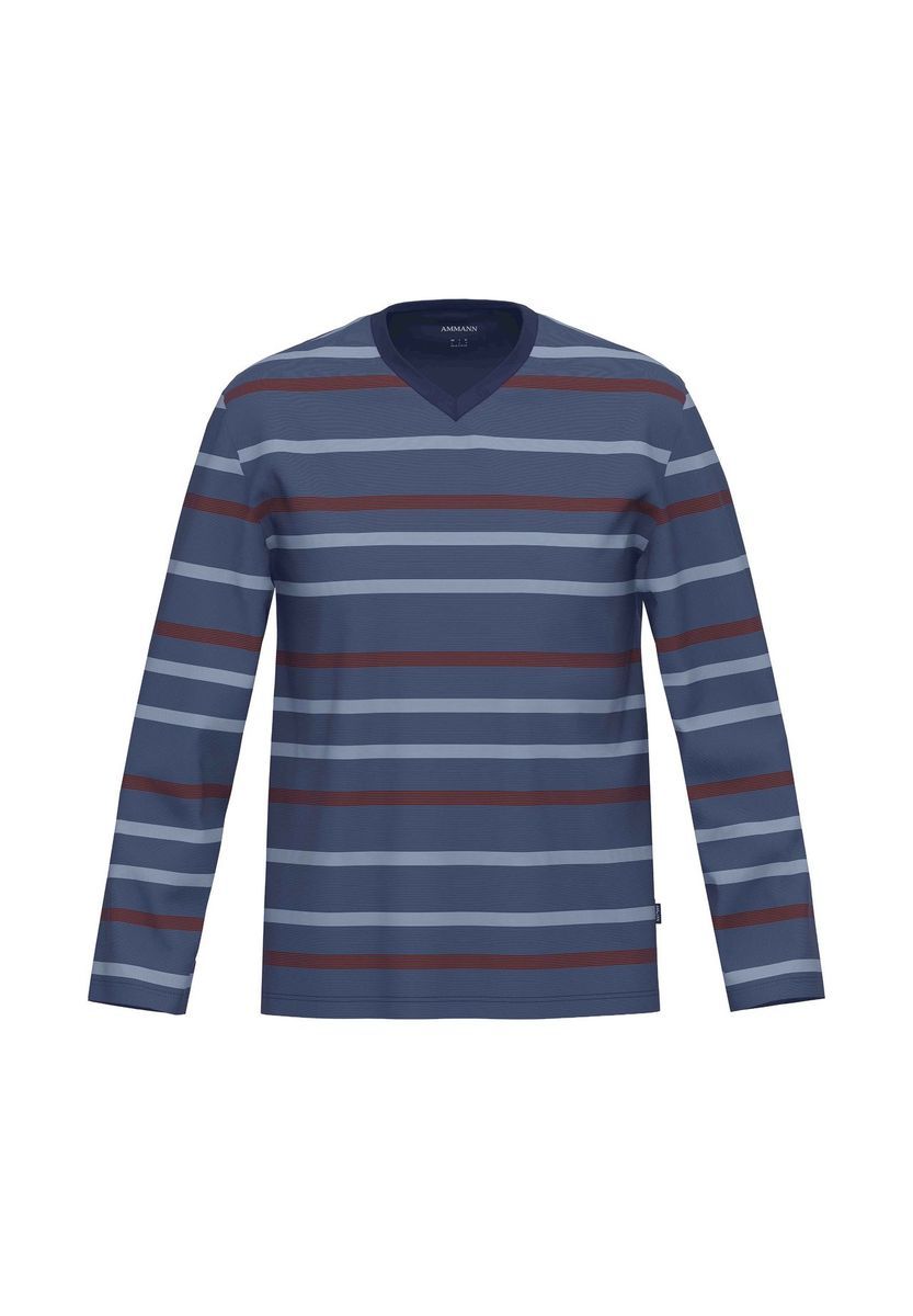 Gestreiftes Langarmshirt mit V-Ausschnitt