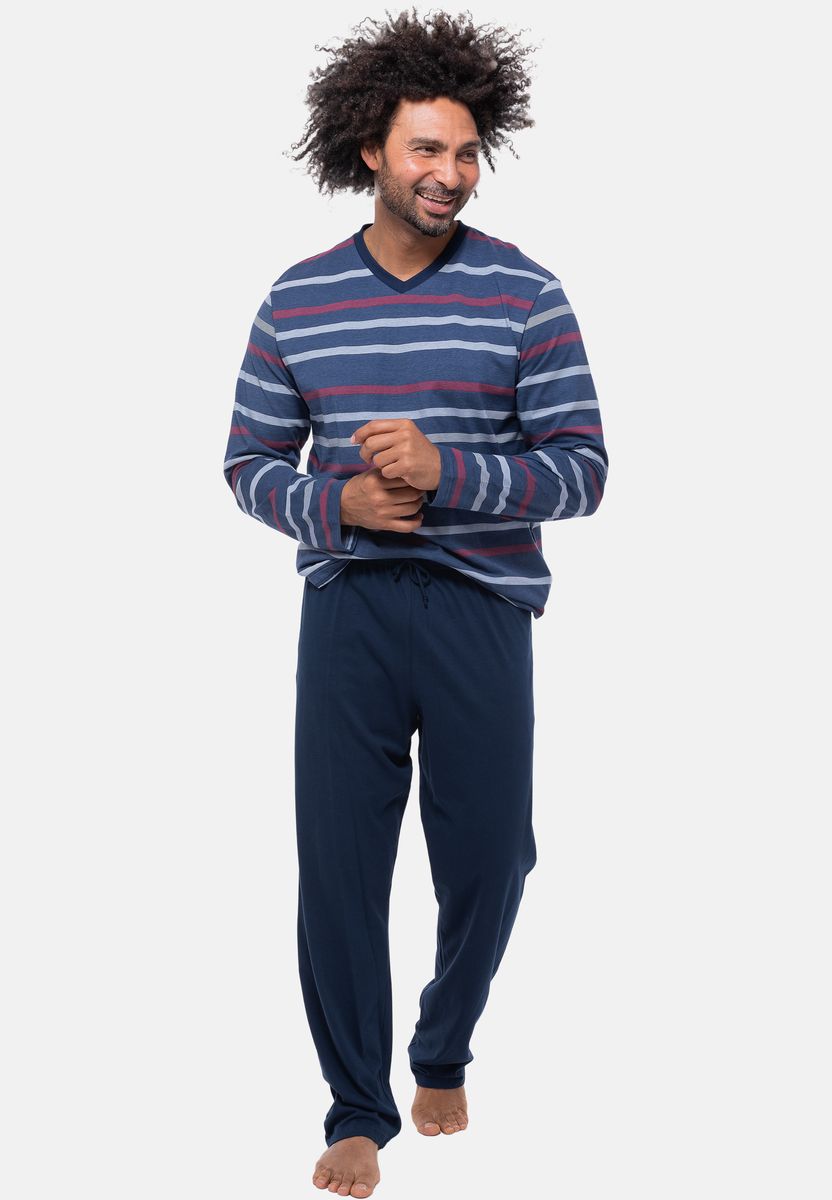 Gestreiftes Langarmshirt mit V-Ausschnitt