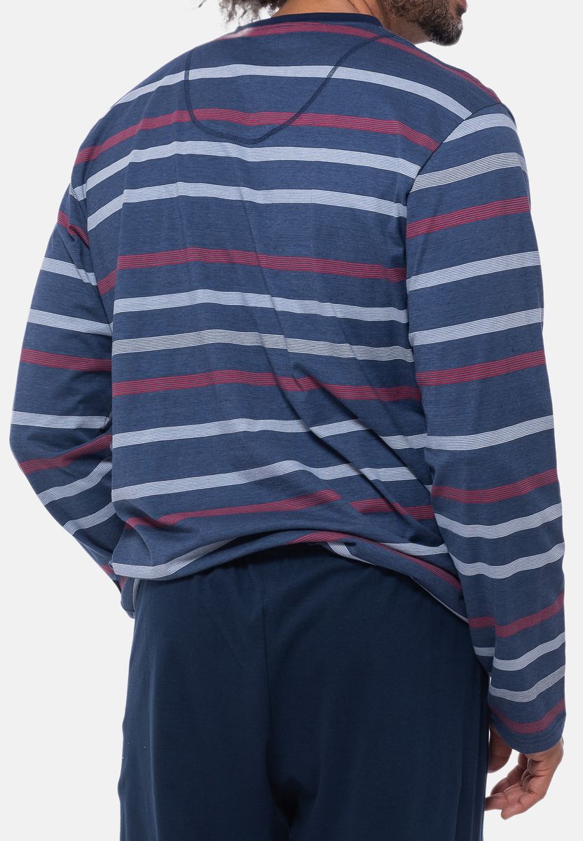 Gestreiftes Langarmshirt mit V-Ausschnitt