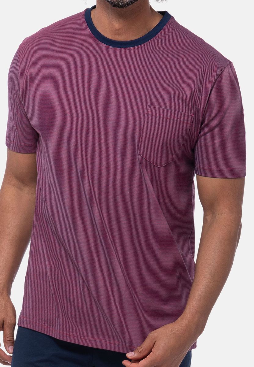 Gestreiftes Baumwoll-Freizeitoberteil mit Tasche