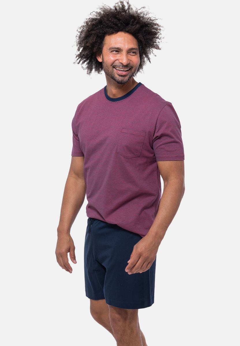 Gestreiftes Schlafanzug-T-Shirt aus Baumwolle