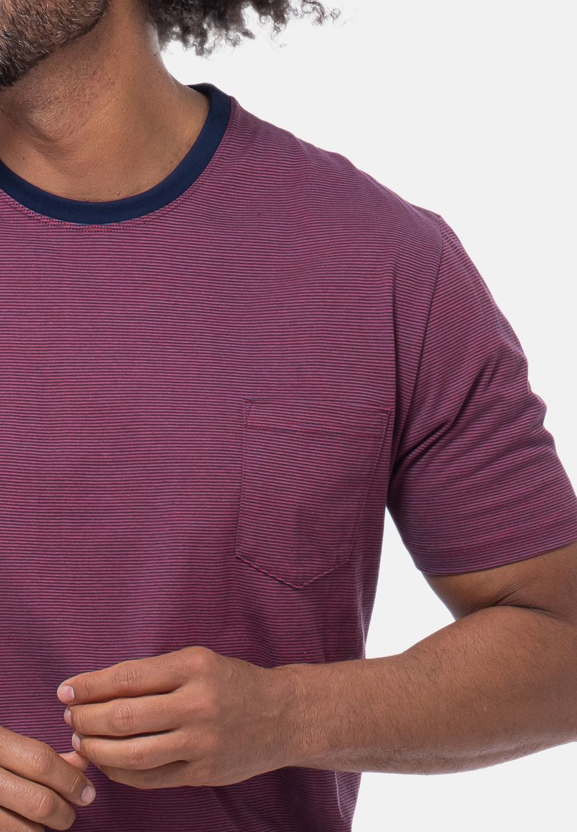 Gestreiftes Schlafanzug-T-Shirt aus Baumwolle