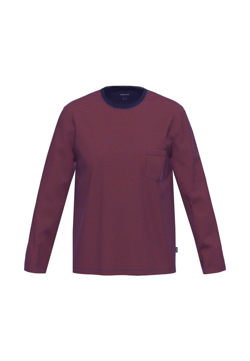 Gestreiftes langärmeliges Baumwoll-Schlafshirt