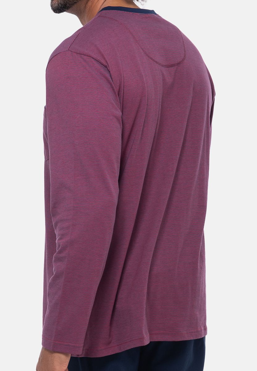 Gestreiftes langärmeliges Baumwoll-Schlafshirt