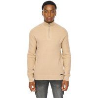 Duck and Cover - "Potenza" Pullover für Herren, mit kurzem Reißverschluss, Jerseyware (Steinfarben)