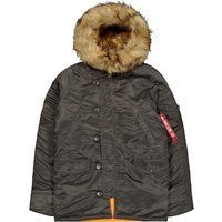 Olivgrüner Winterparka mit Fellkapuze