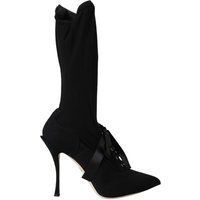 Schwarze Schnür-Stiletto-Sockenstiefel