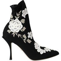 Floral bestickte Stiefeletten mit spitzer Zehe