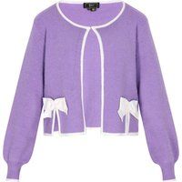 Faina Strickjacke Damen Lavendel Weiss