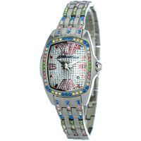 Kristallbesetzte silberfarbene Armbanduhr
