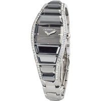 Elegante silberfarbene Uhr mit Kristallakzenten