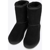 Schwarze Wildleder-Ankle Boots mit Lammfellfutter