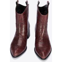 Burgunderrote Cowboystiefel aus geprägtem Leder