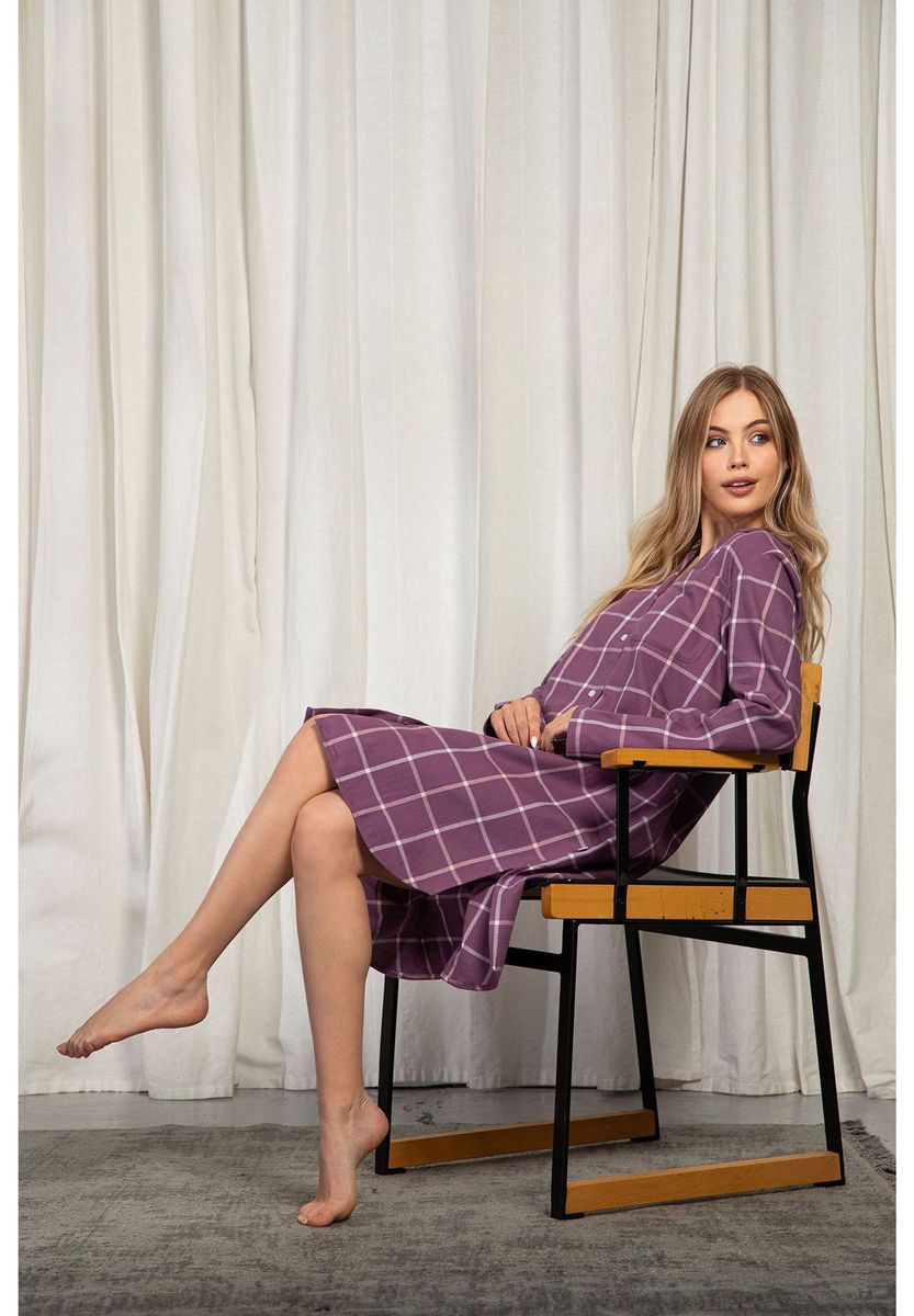 Flanell Nachthemd mit Knopfleiste