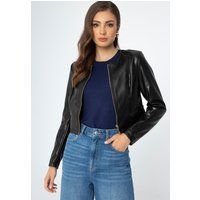 Kurze Jacke aus perforiertem Kunstleder