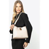Wittchen Damen-Schultertasche aus Leder mit Schnalle, cremefarben