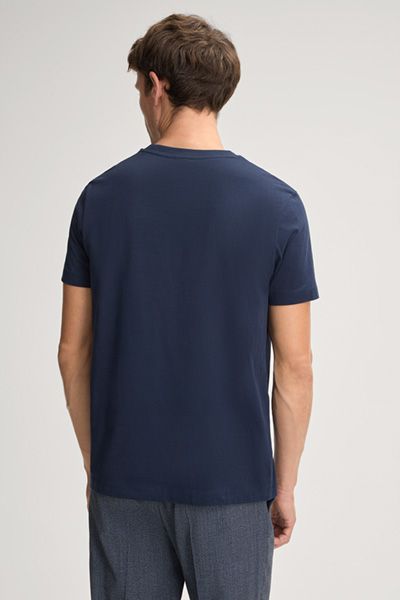 JOOP! Leon Marineblaues Baumwoll-T-Shirt mit Rundhalsausschnitt und Logo