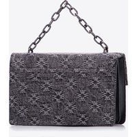 Monogramm Denim Schultertasche mit Kette