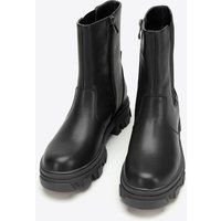 Schwarze Plateau-Stiefeletten aus Leder
