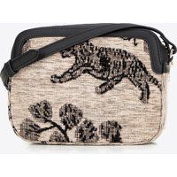 Wittchen Damen-Umhängetasche aus Jacquard und Kunstleder, creme und schwarz