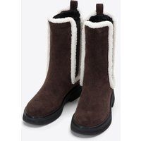 Chelsea-Stiefel aus Wildleder mit Kunstfellbesatz