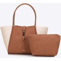 Shopper Tote aus Öko-Leder und Kunstfell