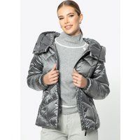 Metallic Silberne Gepolsterte Pufferjacke