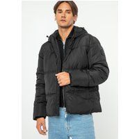 Schwarze Herren Steppjacke mit Kapuze