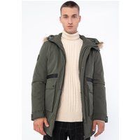 Herren-Isolierparka mit Kapuze und Kunstfell