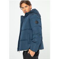 Herren Marineblaue Steppjacke mit Kapuze