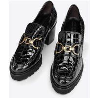 Wittchen Damen-Pumps aus Lackleder mit Krokodilschnalle, Schwarz