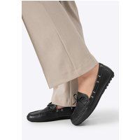 Elegante schwarze Leder-Fahrmokassins