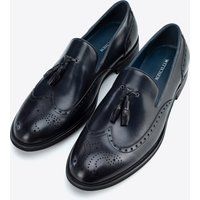 Herren Leder-Tassel-Slipper mit Perforationen