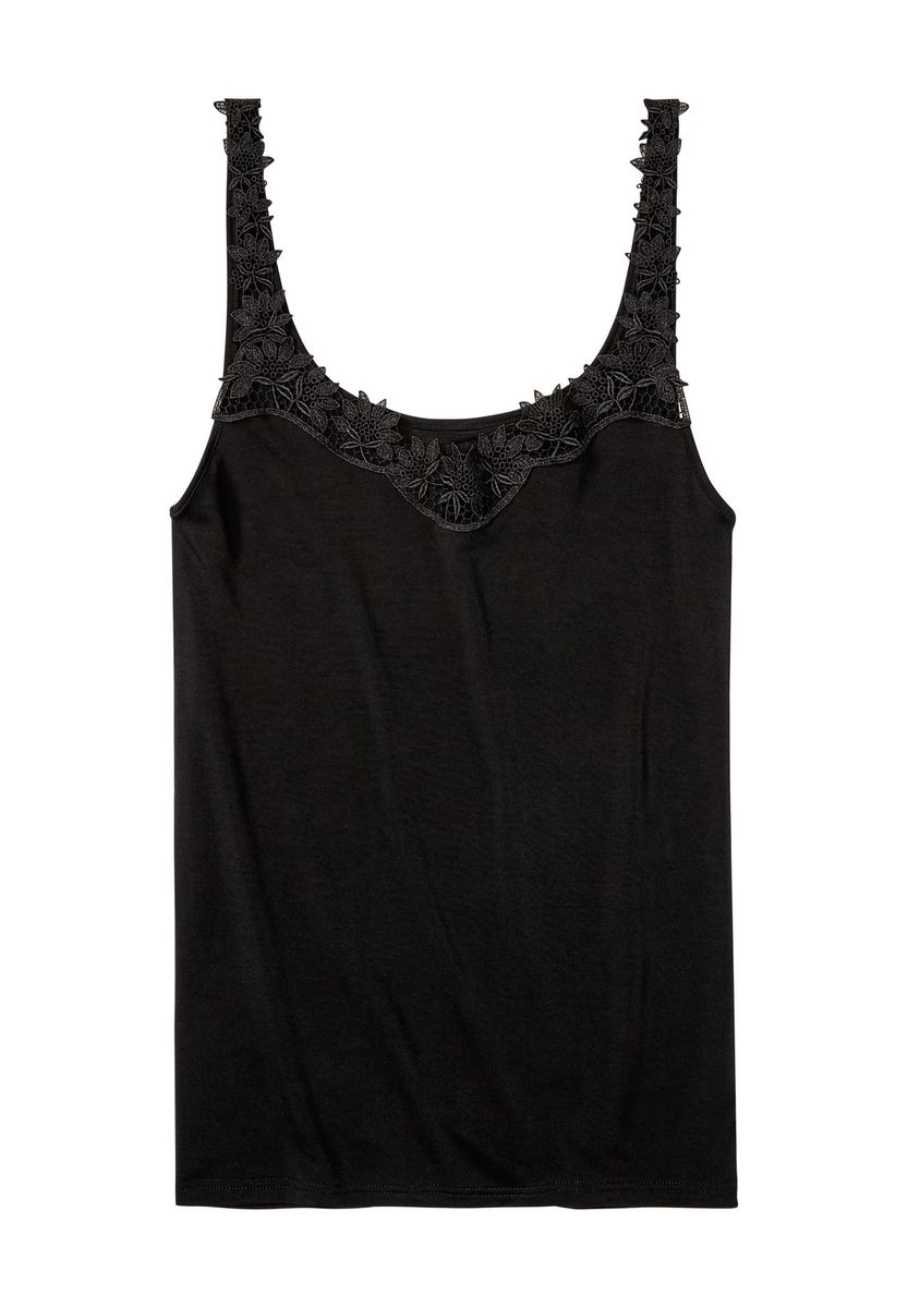 Ärmelloses Tanktop mit Spitzenbesatz