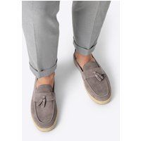 Wildleder-Slipper mit Quaste und Espadrille-Sohle