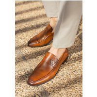 Herren Leder Loafer mit Logo Detail