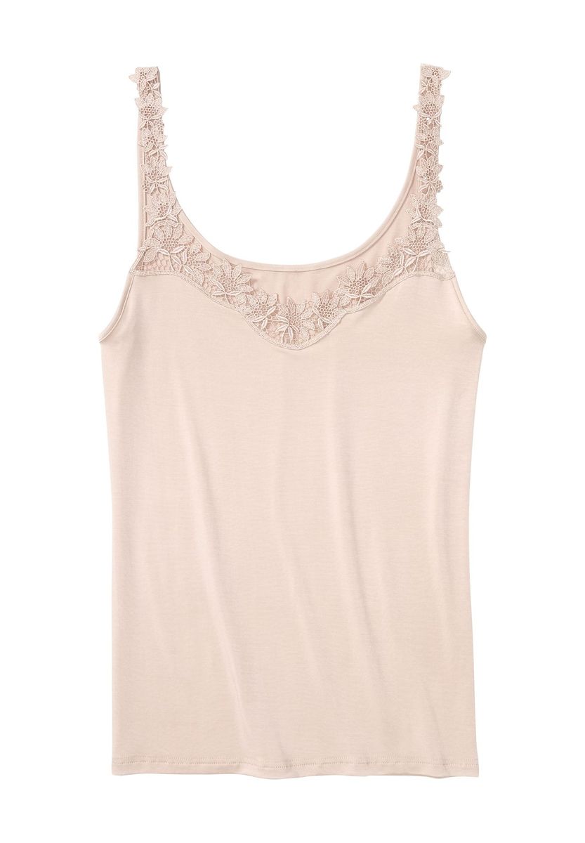 Ärmelloses Tanktop mit Spitzenbesatz