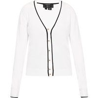 Elegante Cremefarbene Strickjacke mit Kontrastbesatz