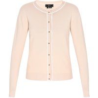 Beige Strickjacke mit V-Ausschnitt und Kontrastbesatz