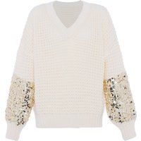 Gestreifte Strickjacke mit Knopfverschluss