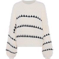 Gestreifte Strickjacke mit Knopfverschluss