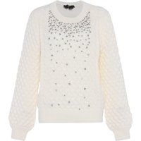 Gestreifte Strickjacke mit Knopfverschluss
